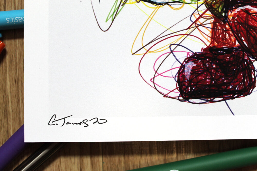 Wiggler Ballpoint Pen Scribble Art Print-Cody James by Cody