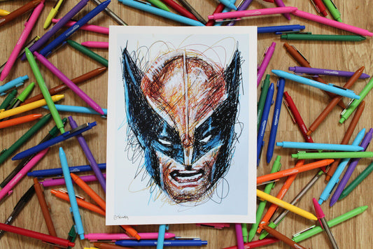 Wolverine Ballpoint Pen Scribble Art Print-Cody James by Cody