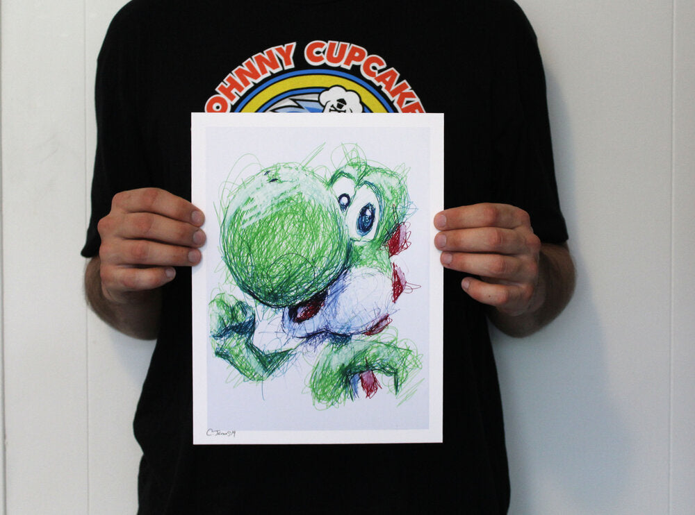 Yoshi Ballpoint Pen Scribble Art Print-Cody James by Cody