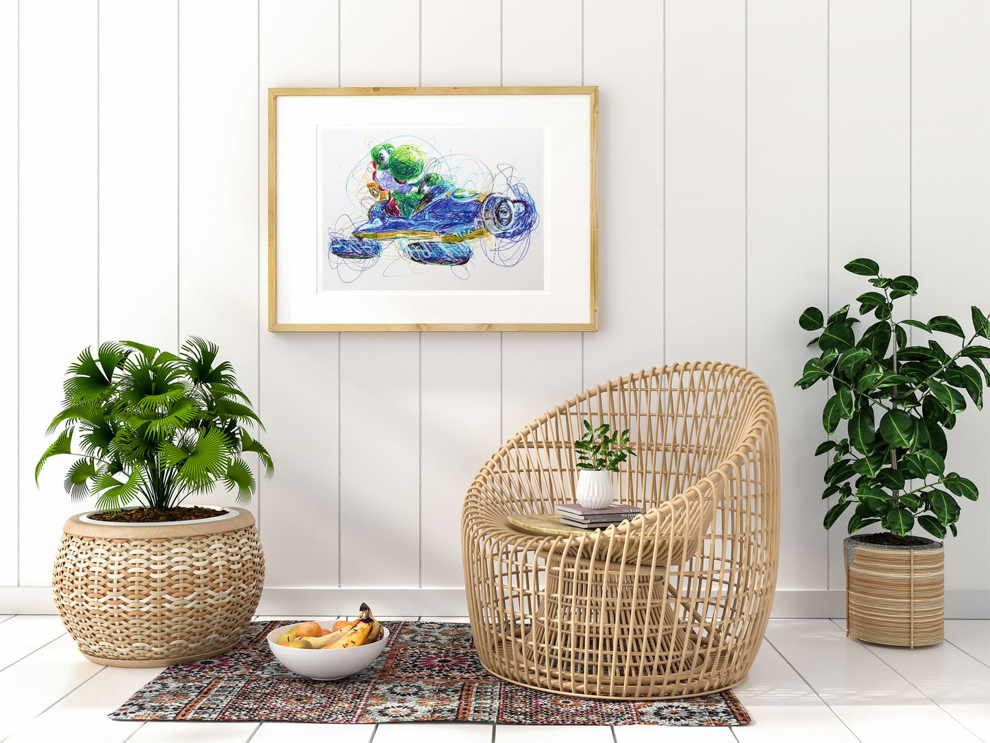 Yoshi Kart Ballpoint Pen Scribble Art Print