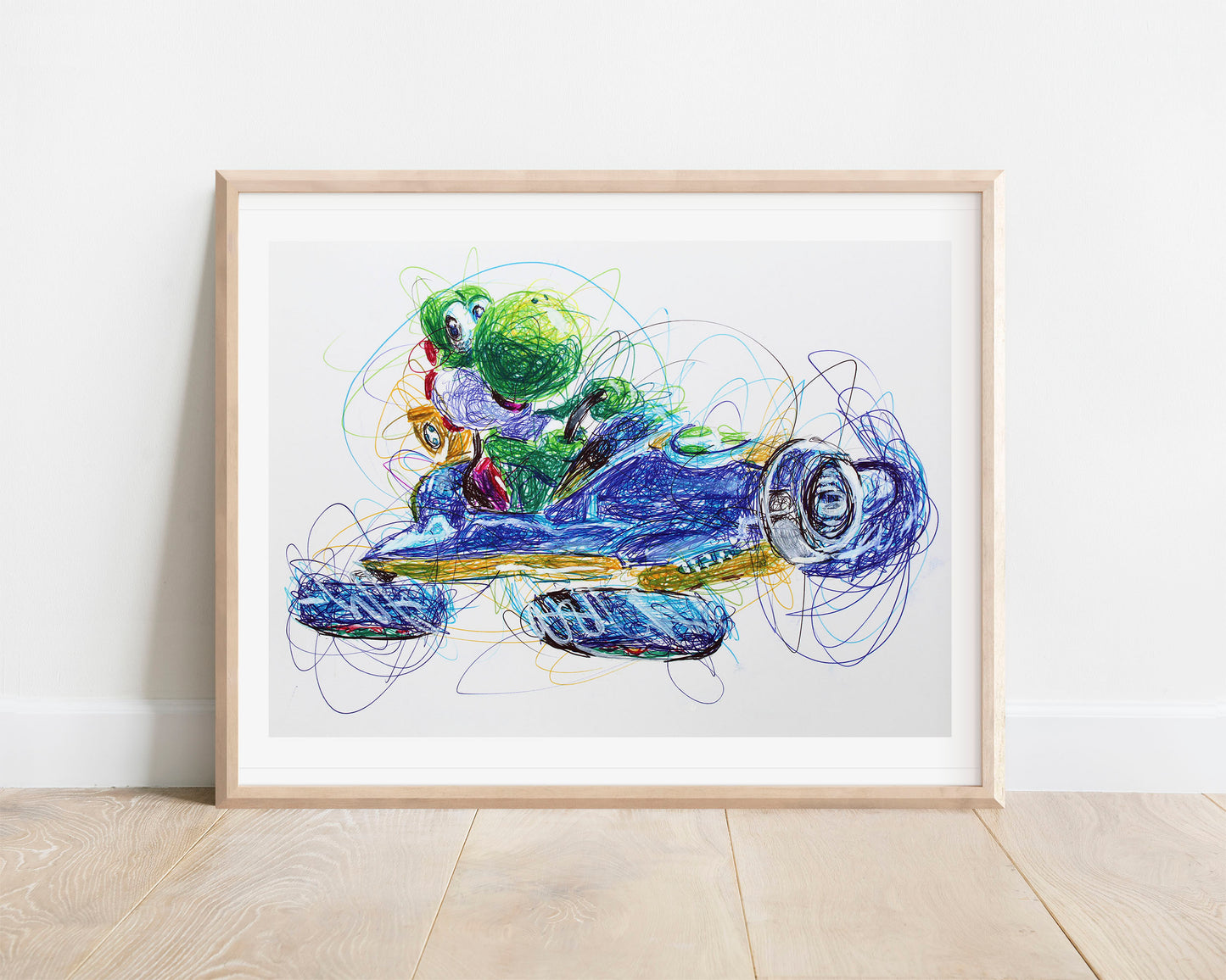 Yoshi Kart Ballpoint Pen Scribble Art Print