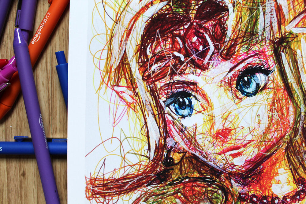 Zelda Ballpoint Pen Scribble Art Print-Cody James by Cody